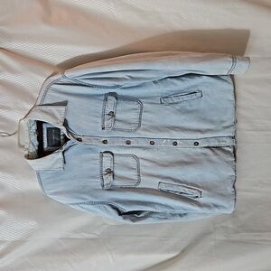 Covington Chambray Fleece Lined Shirt sz M Blue Pre-owned